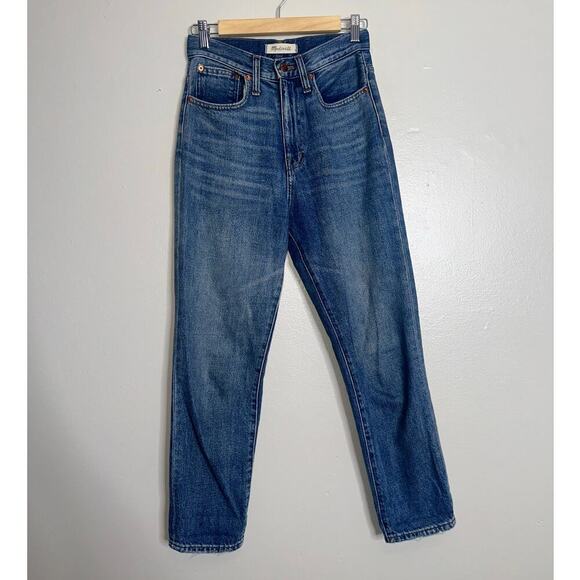 Madewell The Mom Jean High Rise Straight Leg Jeans Medium Blue Wash Size 24 - Picture 2 of 6